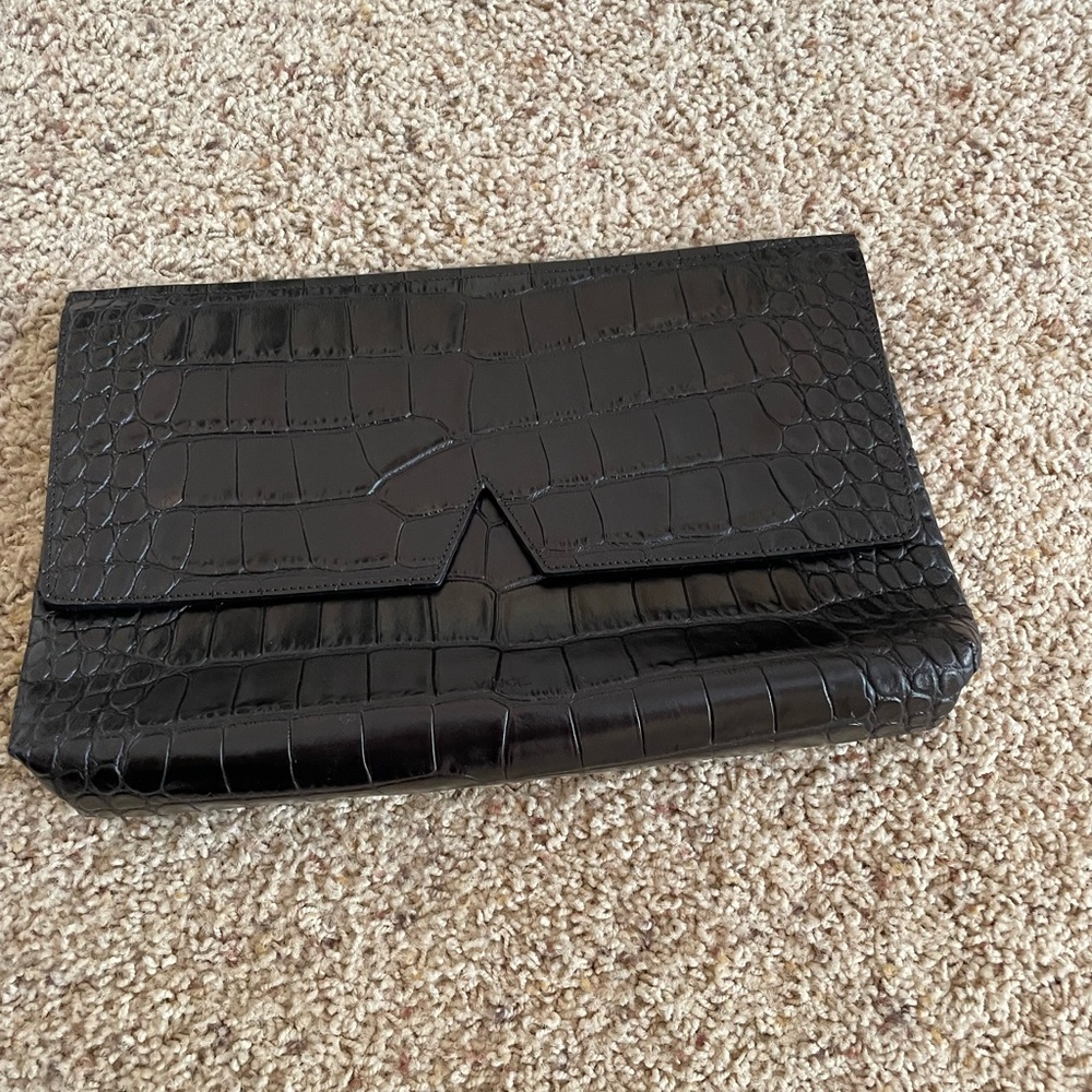 Vince croc embossed clutch